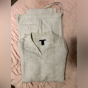 Claiborne Tan/Beige Lines Suit (Long Sleeve Shirt and Pants) Outfit​